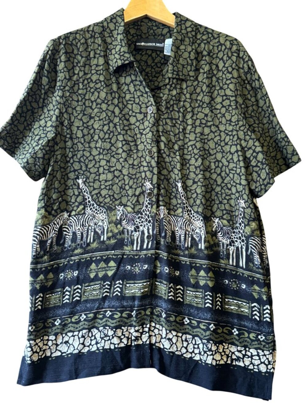 Sag Harbor Button-Up Short-Sleeve Animal Print Shirt - 12